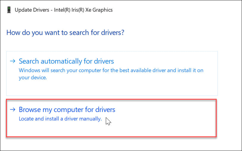 Browse computer for drivers