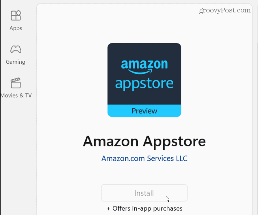 Install amazon app store from Windows store