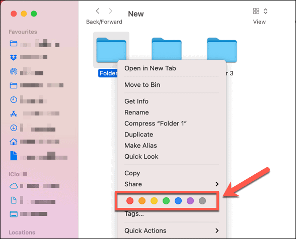 Setting a default color tag to a folder on Mac