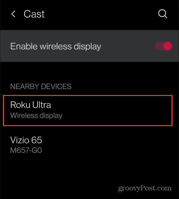Roku Device Cast Android