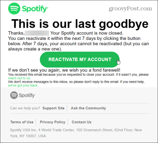Spotify reactivation email