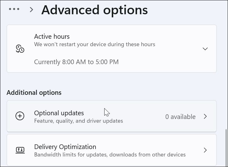 advanced optional updates windows 11