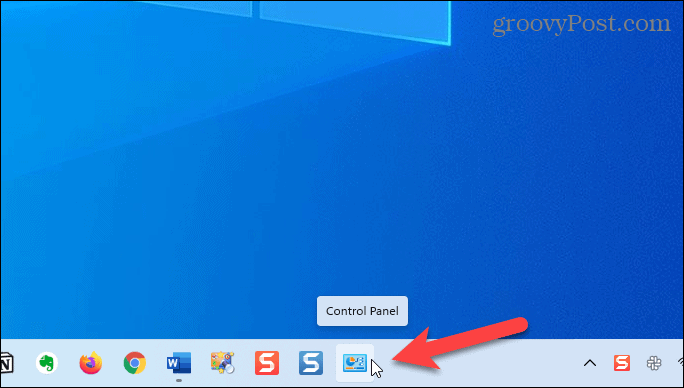 Panneau de configuration sur la barre des tâches de Windows 11