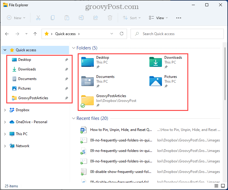 No frequently used folders in Quick Access