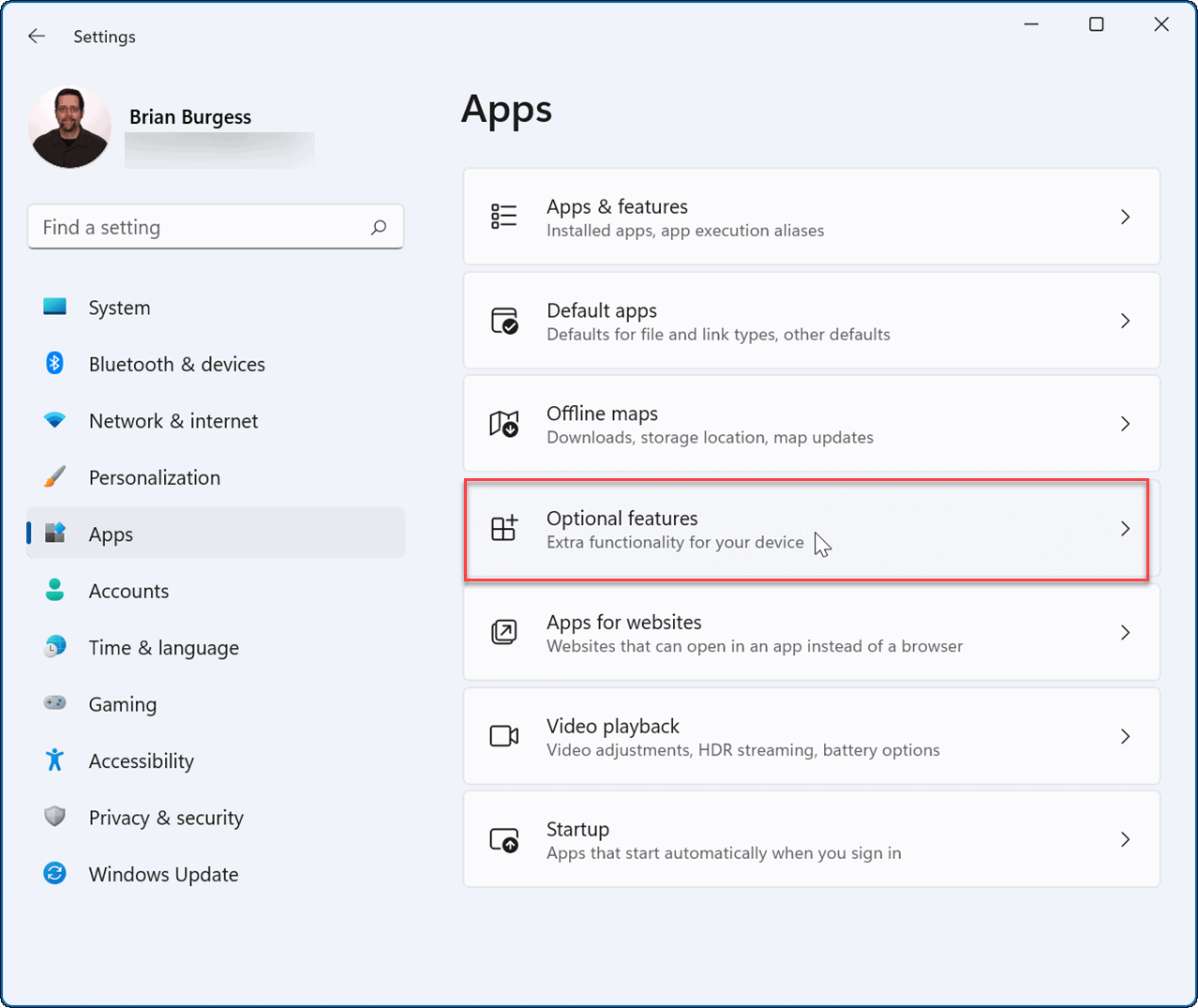 settings manage optional features on Windows 11