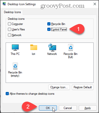 Desktop Icon Settings dialog