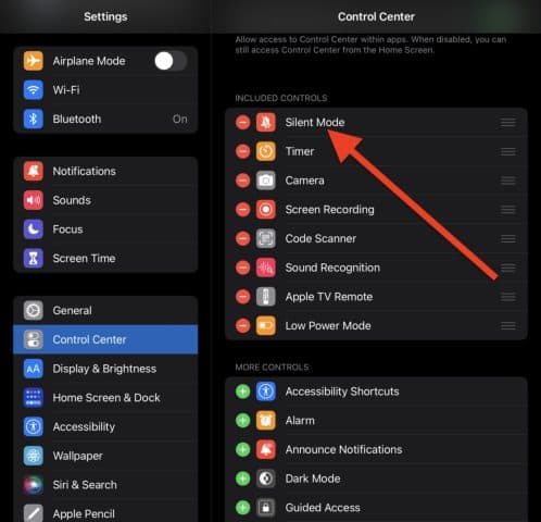 Add Silent Mode to Control Center in the Settings app if it isn't already added