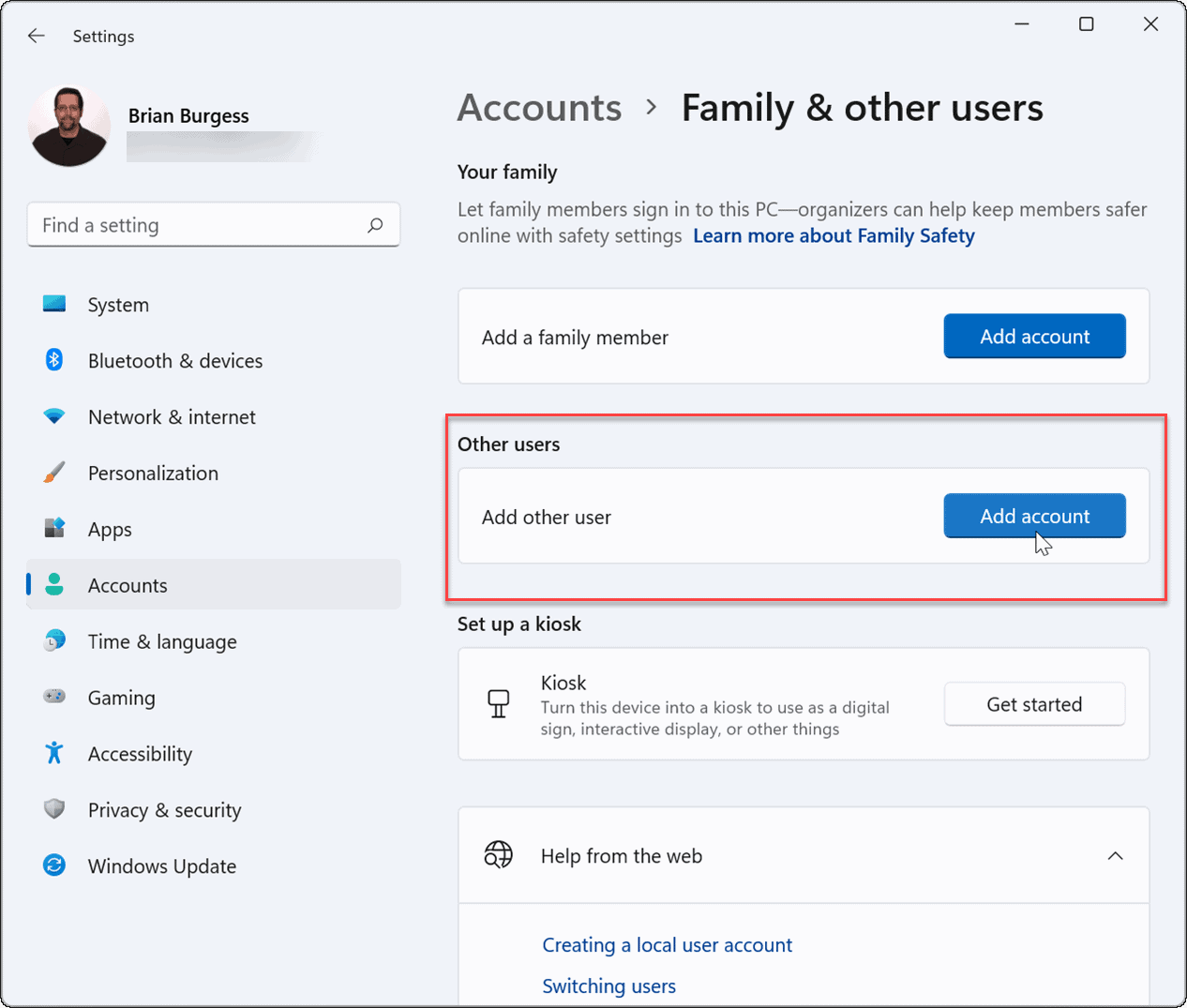 remove a microsoft account from windows 11
