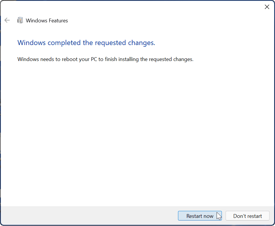redémarrer la configuration du bac à sable Windows sur Windows 11