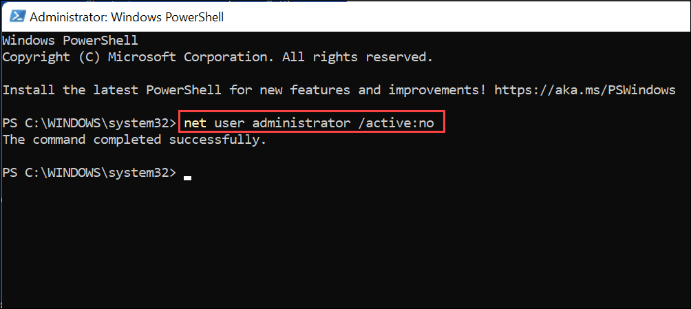 enable administrator account on Windows 11