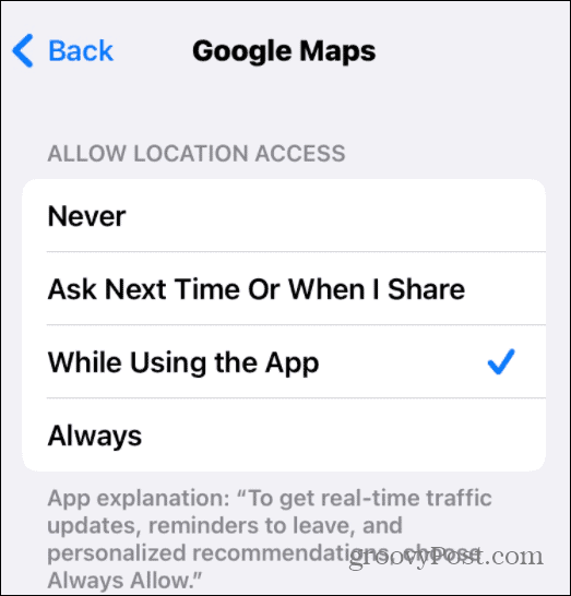 allow location access iphone