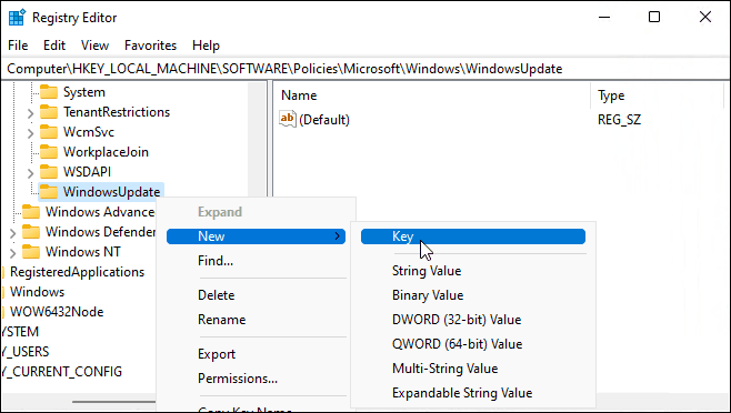 WindowsUpdate New Key