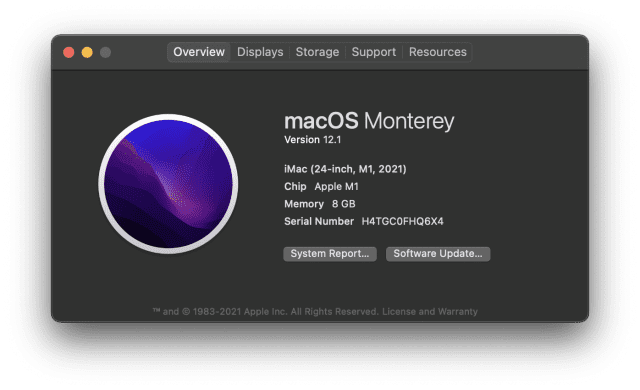 La page À propos de ce Mac sur un iMac M1