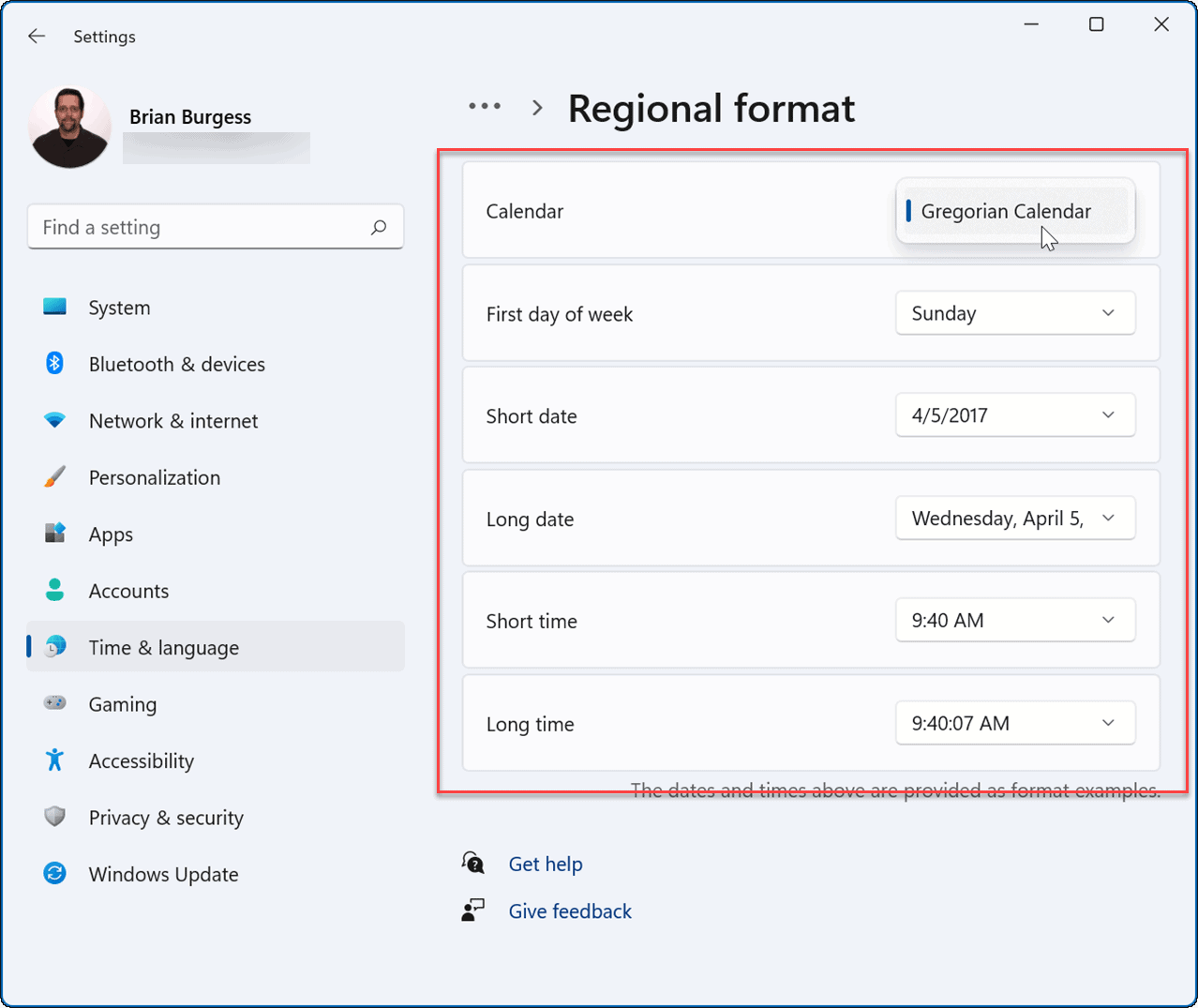 adjust region settings on Windows 11