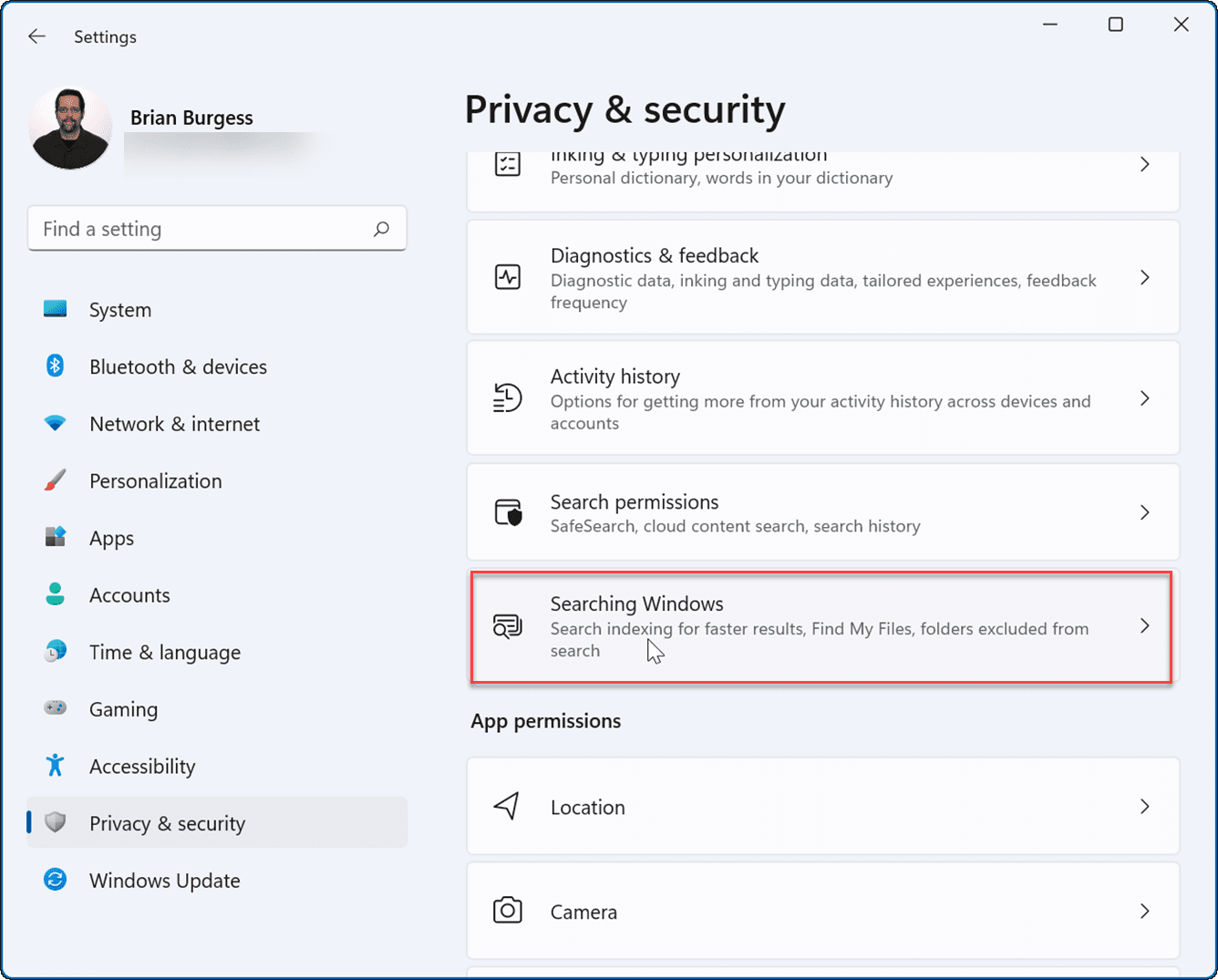 searching windows manage search indexing on Windows 11