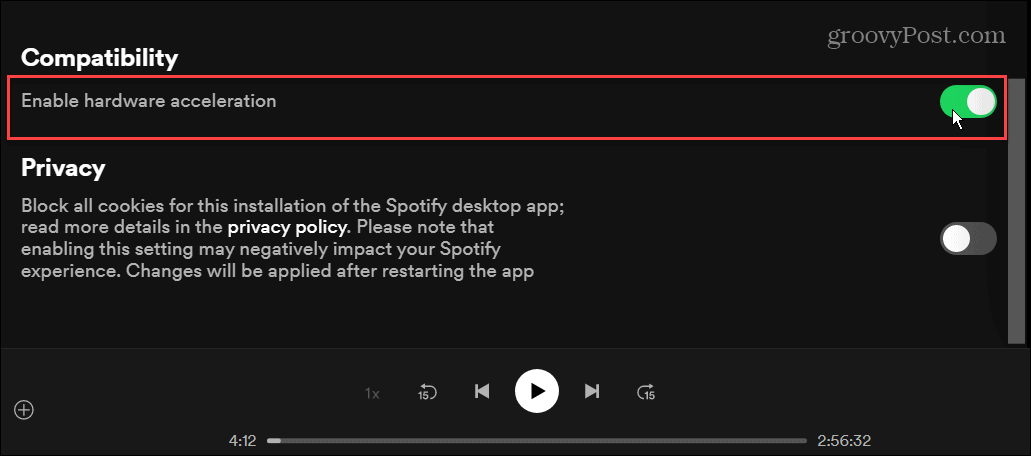 enable hardware acceleration spotify