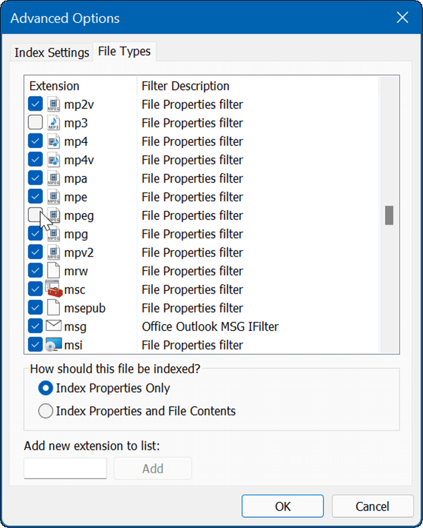 exclude File Types from Search