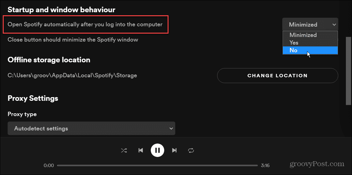 stop spotify from opening on startup