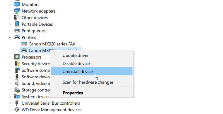 désinstaller le lecteur d'imprimante fixe n'est pas disponible sur Windows 11