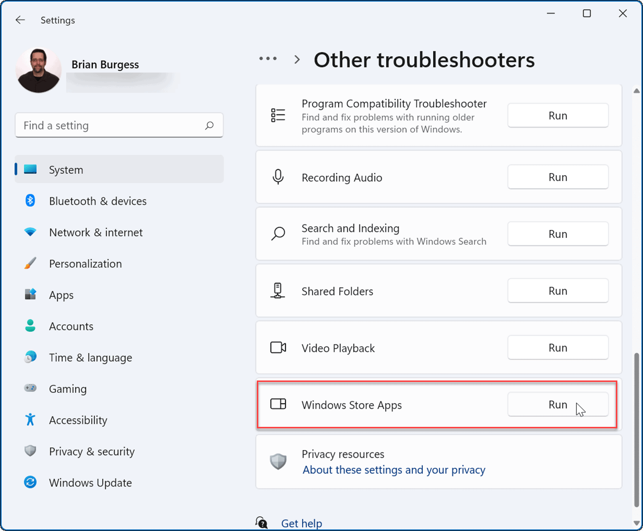 Windows Store Apps troubleshooter
