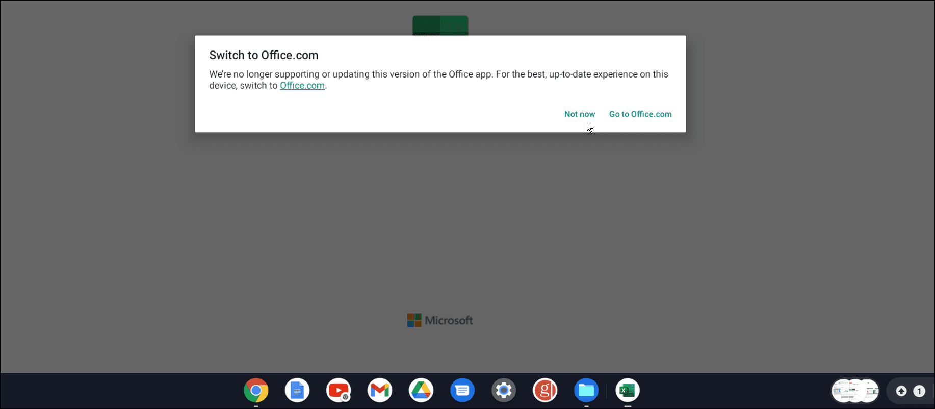 Chromebook de l'application Android Office non pris en charge