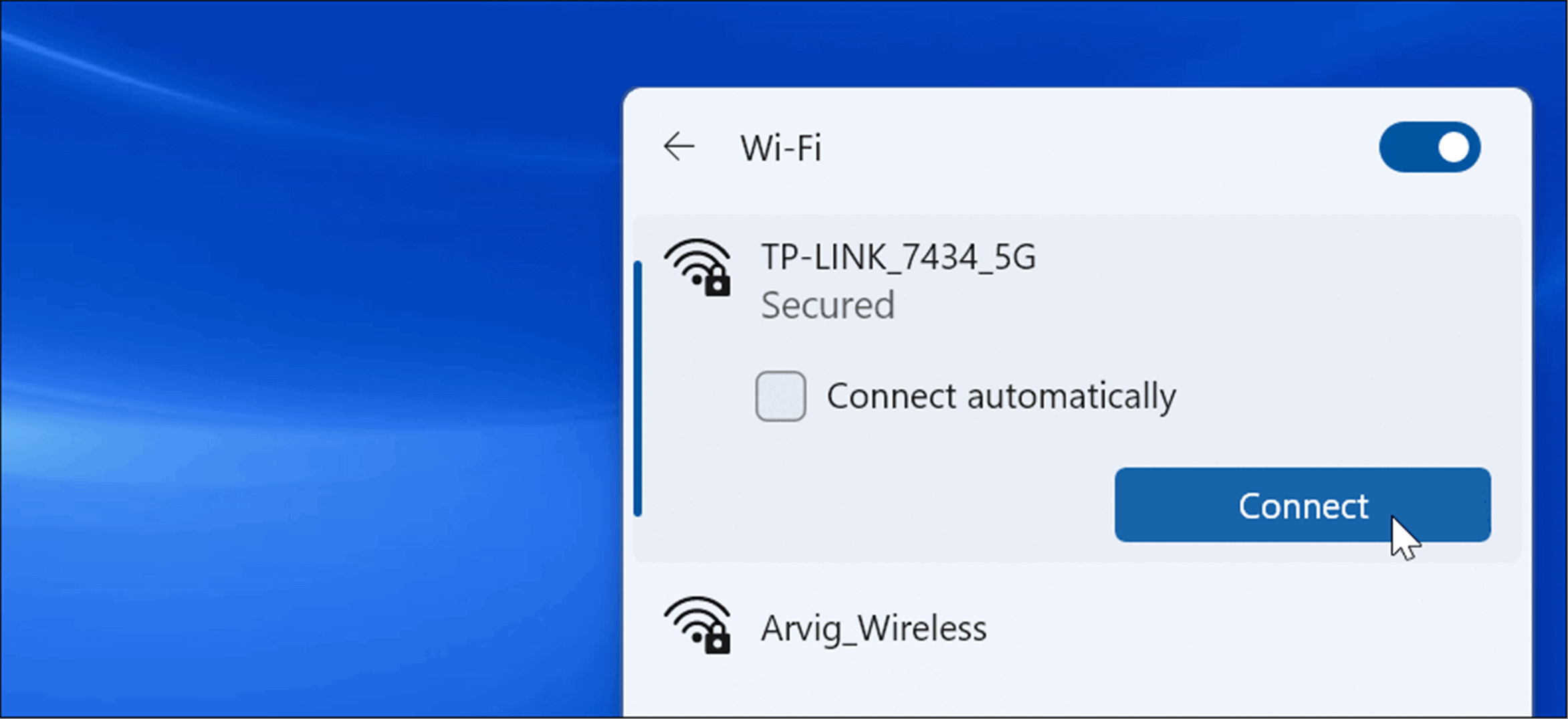 connect wi-fi windows 11