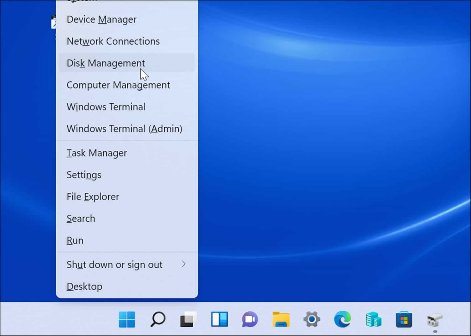 disk management power user menu