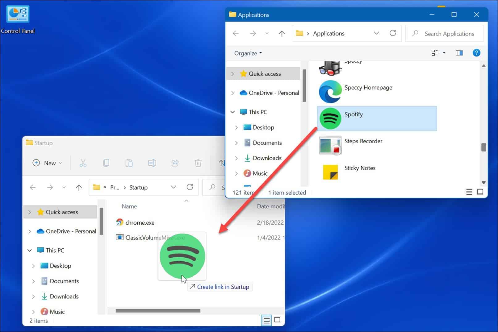 drag n drop launch apps automatically on windows 11