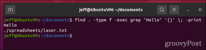 find with exec grep