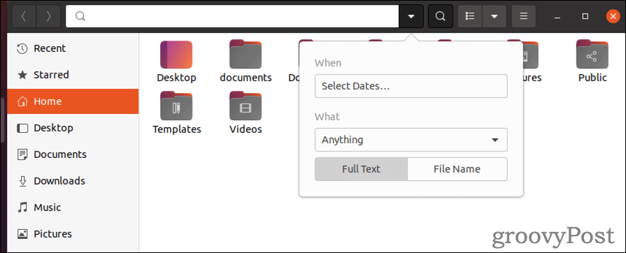 how to search for a file in linux using the GUI