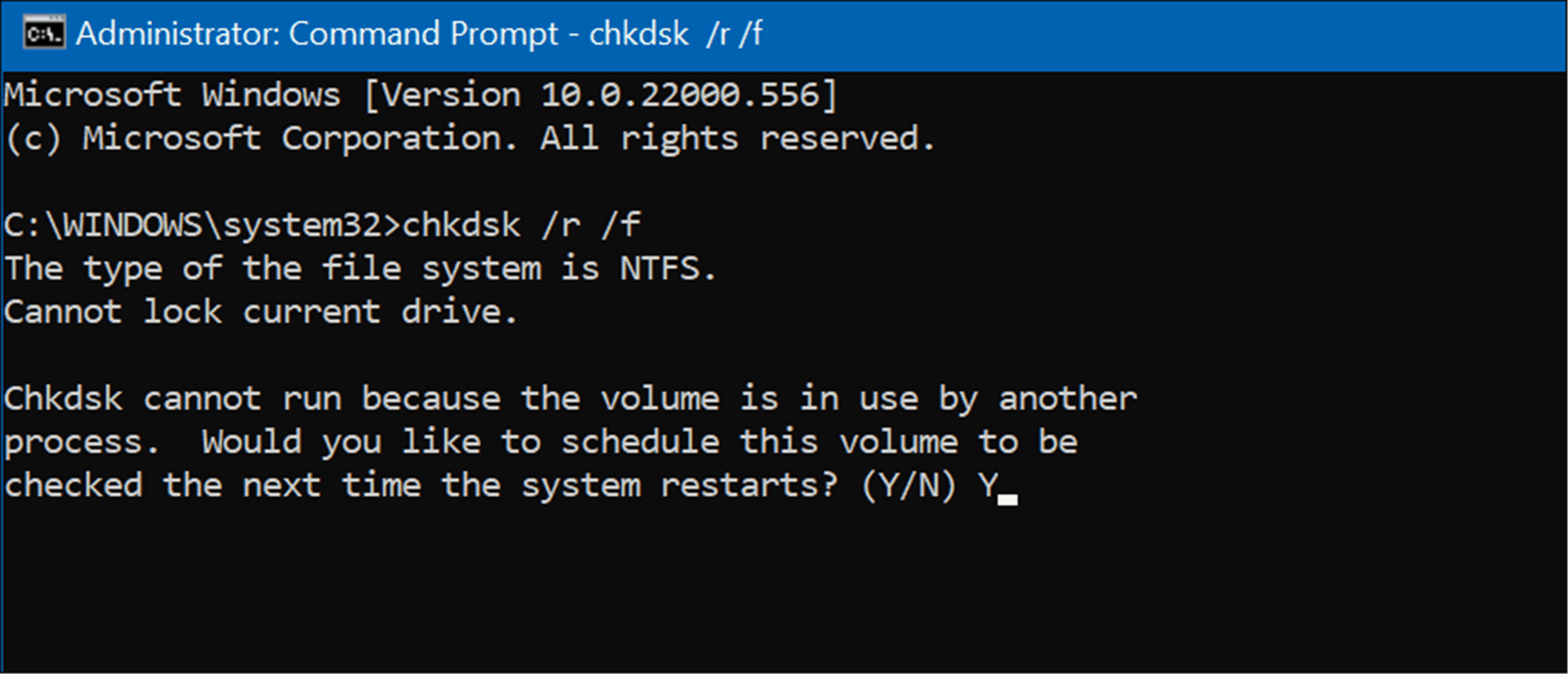 chkdsk command prompt