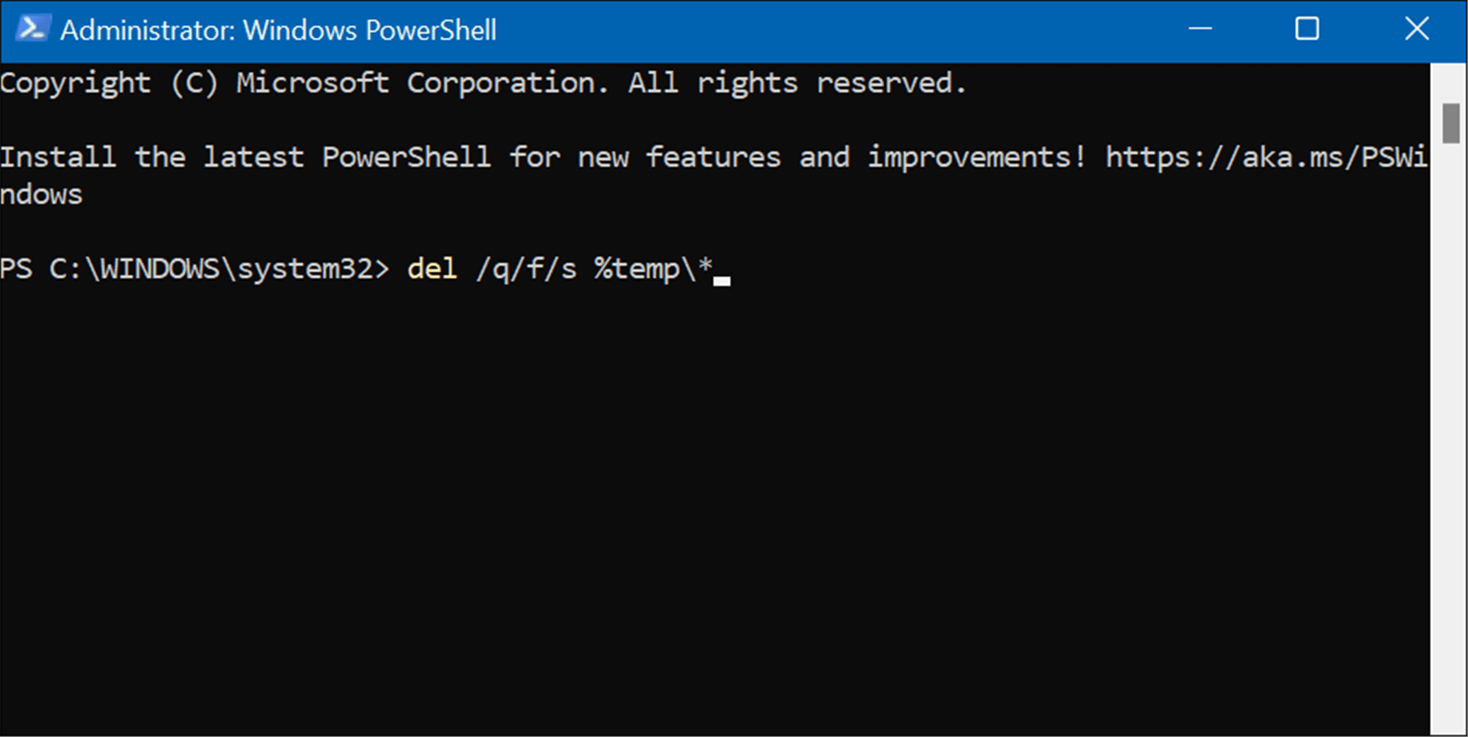 Shell d'alimentation Windows de l'administrateur