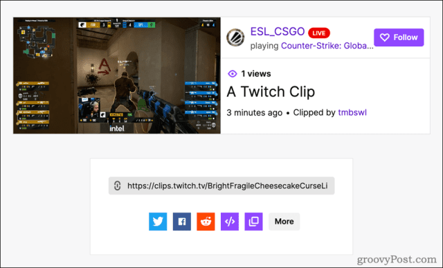 Options to share a Twitch clip