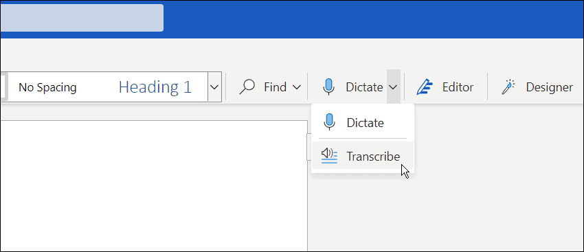 transcribe an ausio file to microsoft word