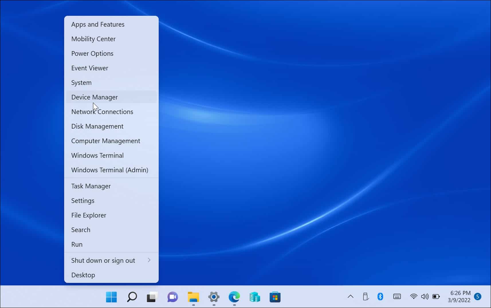 device manager windows 11 menu