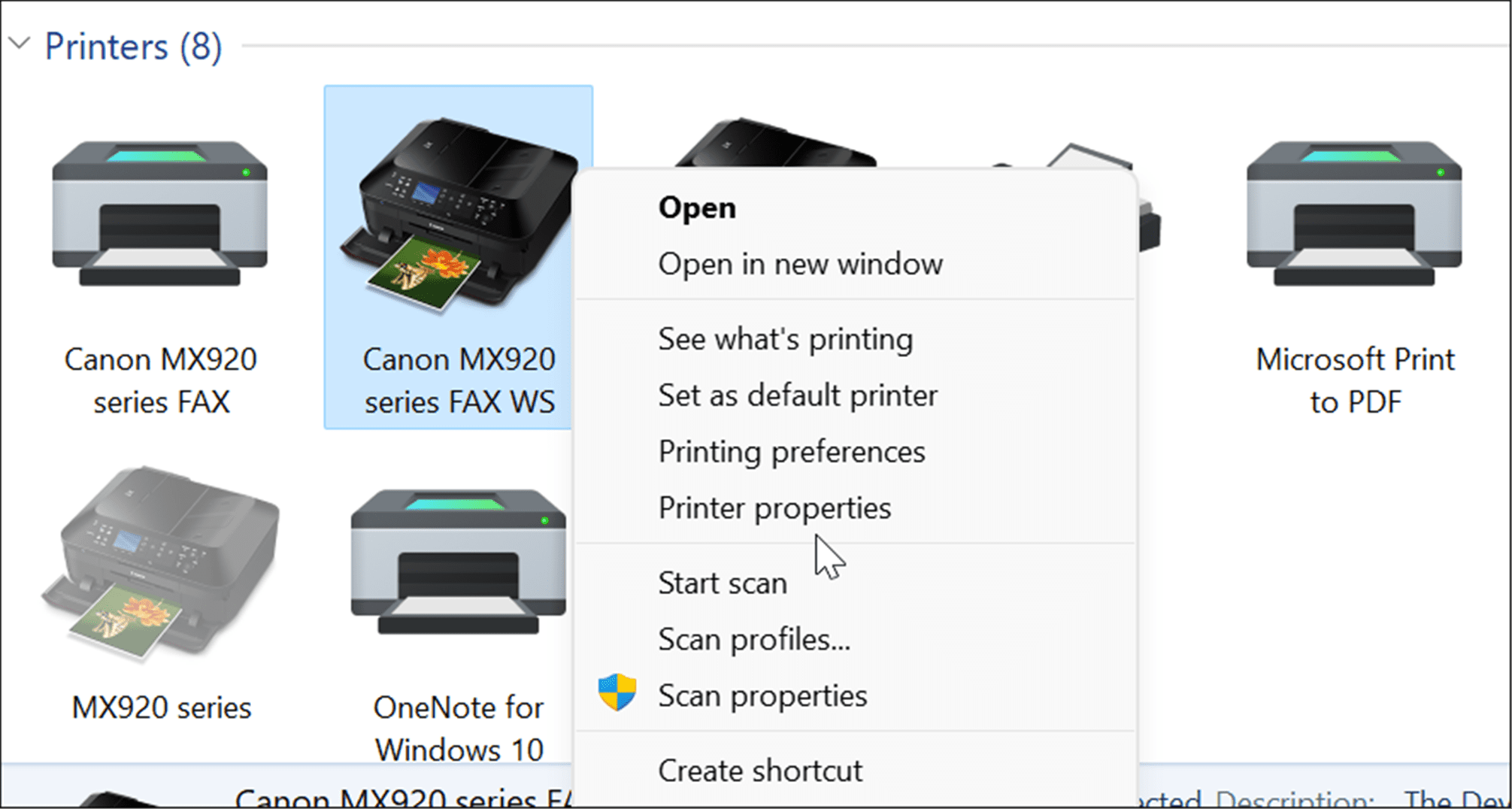 printer properties share a printer in WIndows 11