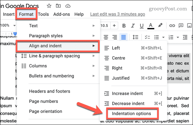 Customizing indentation on Google Docs