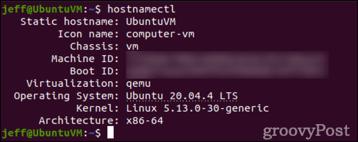 hostnamectl command output