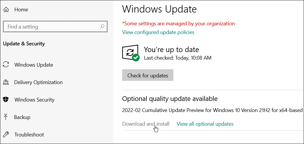Windows Update corrige la barre des tâches Windows affichée en plein écran
