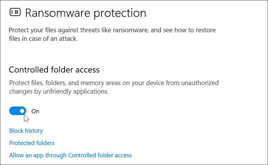 use controlled folder access