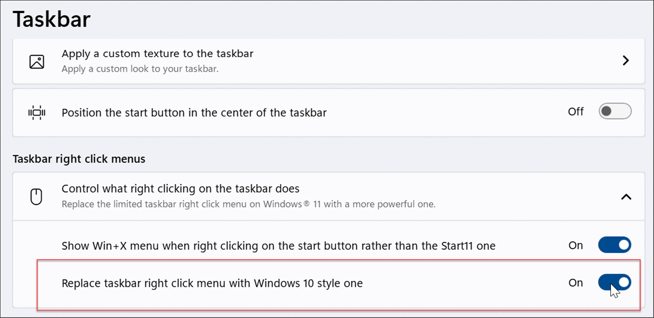 cliquez avec le bouton droit de la souris sur la barre des tâches pour améliorer le menu Démarrer et la barre des tâches de Windows 11 avec start11
