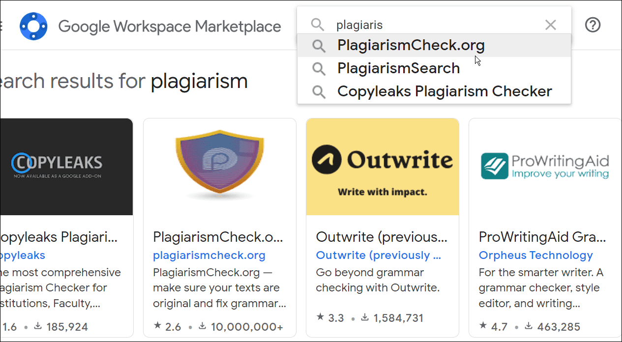 choose plagiarism add-on