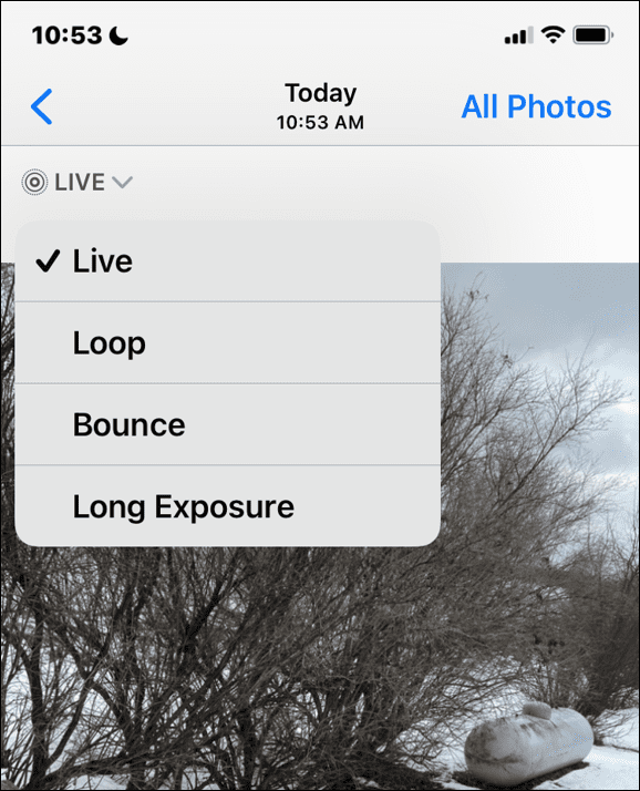 select Long Exposure iPhone