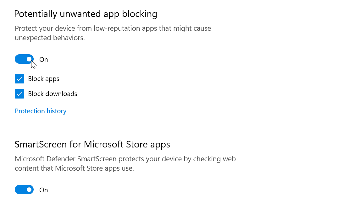 enable potentially unwanted app blocking