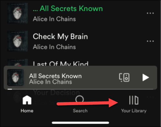 Spotify Library mobile