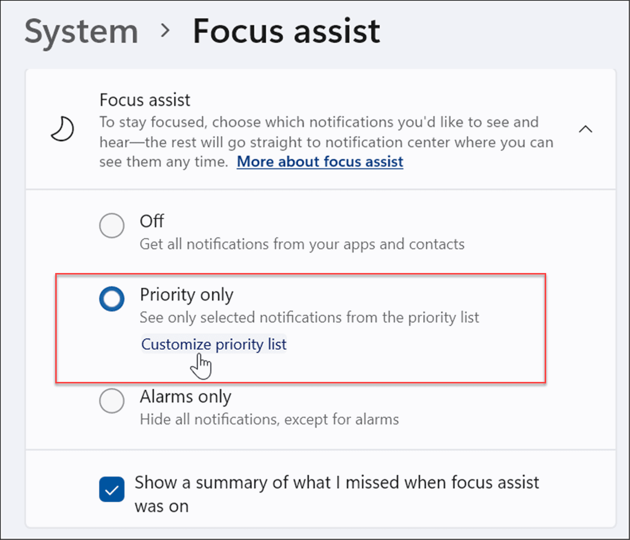 use focus assist on windows 11