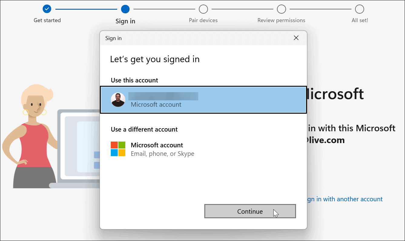 sign in with Microsoft account