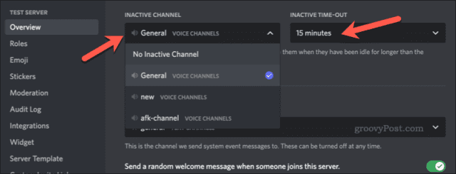 Setting an AFK channel on Discord