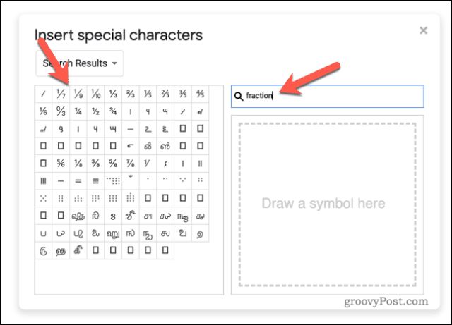 Inserting special characters into Google Docs
