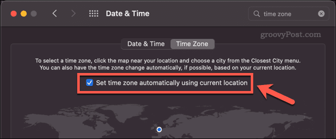 Setting manual time zone settings for a Mac